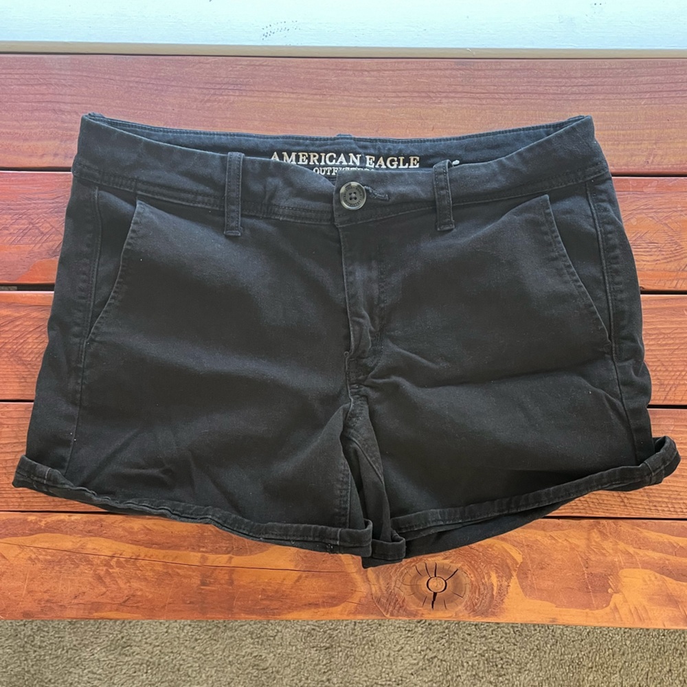 American Eagle Black Midi Shorts